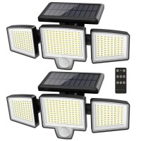 Atronor Solar Wall Security Flood Lights, 265 Led 2800Lm With Motion Senor, Outdoor, Remote Control, 3 Lighting Modes, 3 Heads, 270Ͽ