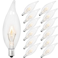 Brightever 12-Pack Vintage Incandescent Light Bulbs 40W, Dimmable 2500K Warm White Clear Flame Tip Candelabra Light Bulbs, 380Lm E12 Small Screw Edison Candle Bulbs For Chandeliers, Ceiling Fan Lights