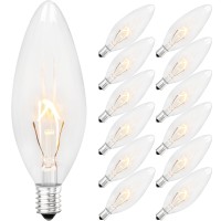 Brightever Vintage Incandescent Light Bulbs 40Watt B10 380 Lumens, Clear Dimmable E12 Edison Candelabra Lightbulbs, Decorative Candle Bulbs For Chandeliers, Ceiling Fan, 2500K Warm White 12-Pack