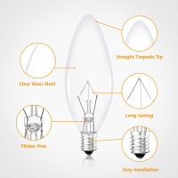 Brightever Vintage Incandescent Light Bulbs 40Watt B10 380 Lumens, Clear Dimmable E12 Edison Candelabra Lightbulbs, Decorative Candle Bulbs For Chandeliers, Ceiling Fan, 2500K Warm White 12-Pack