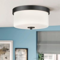 Emak Black Modern Flush Mount Ceiling Light Fixture With Milk Glass Fm082Bkml