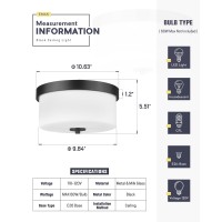 Emak Black Modern Flush Mount Ceiling Light Fixture With Milk Glass Fm082Bkml