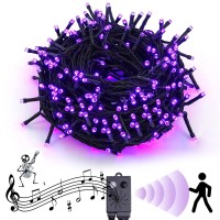 Rotu Halloween Lights Outdoor 1148 Ft 300 Led String Lights With Music Sync Spooky Sounds Halloween Decorations Fairy Lights In