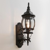 Krychiler Outdoor Wall Lantern, Wall Sconce Porch Lighting Fixture Exterior Wall Lantern Waterproof Sconce Porch Lights Wall Mount (Black, 1-Light)