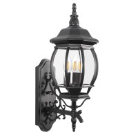 Krychiler Outdoor Wall Lantern, Wall Sconce Porch Lighting Fixture Exterior Wall Lantern Waterproof Sconce Porch Lights Wall Mount (Black, 3-Light)