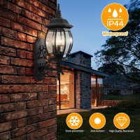 Krychiler Outdoor Wall Lantern, Wall Sconce Porch Lighting Fixture Exterior Wall Lantern Waterproof Sconce Porch Lights Wall Mount (Black, 3-Light)