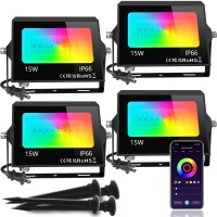 Led Flood Light Outdoor With Stake Halloween Rgb Floodlights Diy Color Changing Stage Party Lights Bluetooth Smart Landscape L