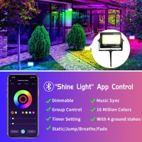 Led Flood Light Outdoor With Stake Halloween Rgb Floodlights Diy Color Changing Stage Party Lights Bluetooth Smart Landscape L