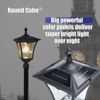 Solar Lamp Post Lights Outdoor Garden Heavy Duty Diecast Aluminum Solar Panel Lamp Post Pedestal Pole Lights Outdoor Garden Solar Pillar Light Large Topper For Entryway Gate Yard Solar Column Lights