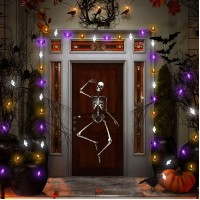 Halloween Lights 16Ft 30 Led Waterproof 3D Pumpkin Bat Ghost Battery Operated String Lights With Timer 8 Lighting Modes Fairy