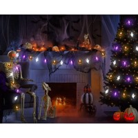 Halloween Lights 16Ft 30 Led Waterproof 3D Pumpkin Bat Ghost Battery Operated String Lights With Timer 8 Lighting Modes Fairy