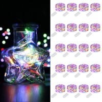 Yoeen 20 Pack Fairy Lights Battery Operated 5Ft 20 Led Mini String Lights Waterproof Copper Wire Firefly Starry Lights For Wedding Party Mason Jars Christmas Decorations, Multicolor