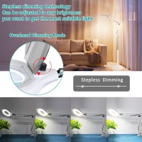 ?Upgrade 10X?Led Magnifying Floor Lamp,Nueyio 2200 Lumen Professional Cool Light Magnifier Lamp For Estheticians,Adjustable Stand&Swivel Arm Magnifier With Light For Facials Sewing Repair Crafts-White