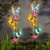 Solar Lights Outdoor Waterproof Garden Butterfly Light Decorative Solar Stake Lights With Butterflies Decor For Garden Yard Lawn