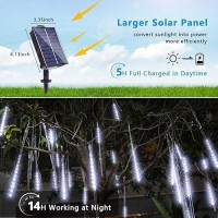 Blingstar Meteor Shower Lights 10Tubes 16Inch 360Led Solar Christmas Lights Outdoor Waterproof Falling Rain Lights Cool White Sn