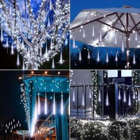 Blingstar Meteor Shower Lights 10Tubes 16Inch 360Led Solar Christmas Lights Outdoor Waterproof Falling Rain Lights Cool White Sn