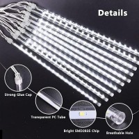 Blingstar Meteor Shower Lights 10Tubes 16Inch 360Led Solar Christmas Lights Outdoor Waterproof Falling Rain Lights Cool White Sn