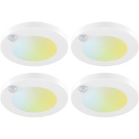 Jullison 4 Inch Field Selectable 5Cct Led Motion Sensor Ceiling Light, 120V Wired Closet Light, 10 Watts, 600Lm, Cri80+, Non-Dimmable, Etl Certified, Wet Location, Round/White, 4 Packs