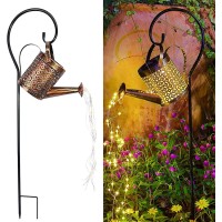 Na Solar Watering Can With Lights Outdoor,Hanging Solar Lantern,Metal Waterproof Garden Lights D