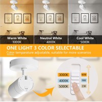 Vanoopee 3 Color Dimmable Ceiling Spotlight Flush Mount Adjustable Spotlight Directional Led Spot Lights Indoor Bright Accent Fixture For Living Room, Cri90 36 Flicker Free 20W 2000Lm White - 2 Pack