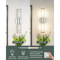 Metwet Bathroom Vanity Light Fixtures Chrome Wall Lights In Clear Glass Indoor Wall Sconce Modern Wall Light Up And Down Wall