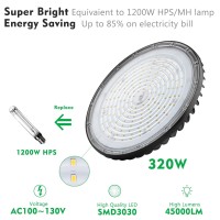 Bulbeats 320W Ufo Led High Bay Light 45000Lm (Eqv.1200W Mh) High Bay Led Light,5000K Daylight Ufo Led Light, Plug And Play High Bay Light Suit For 30-42Ft Barn/Warehouse-2Pack