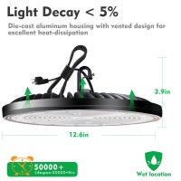 Bulbeats 320W Ufo Led High Bay Light 45000Lm (Eqv.1200W Mh) High Bay Led Light,5000K Daylight Ufo Led Light, Plug And Play High Bay Light Suit For 30-42Ft Barn/Warehouse-2Pack