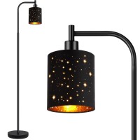 Industrial Floor Lamp, Modern Standing Lamps For Bedroom With 6W Led Bulb, Foot Switch, Farmhouse Floor Lamp With Decorative Lampshade, Metal Tall Stand Up Light, Vintage Lamp For Living Room, Black