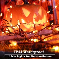 Dotwayaw Halloween Icicle Lights 85 Ft 150 Orange Lights Outdoor Halloween Decorations Outdoor Orange Halloween Lights