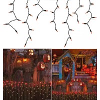 Dotwayaw Halloween Icicle Lights 85 Ft 150 Orange Lights Outdoor Halloween Decorations Outdoor Orange Halloween Lights