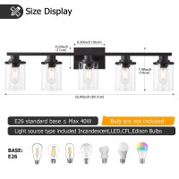 Stambord 5 Light Bathroom Vanity Light Black Bathroom Light Fixtures Sconces Wall Lighting With Clear Glass Shade Modern Matt