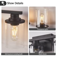 Stambord 5 Light Bathroom Vanity Light Black Bathroom Light Fixtures Sconces Wall Lighting With Clear Glass Shade Modern Matt