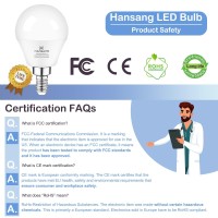 Hansang E12 Led Ceiling Fan Light Bulbs 6000K Cool Daylight, 6W 60Watt Equivalent, A15 Small Candelabra Base Chandelier Bulbs, 600Lm, Non-Dimmable, 6 Pack