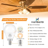 Hansang Ceiling Fan Light Bulbs E12 Base 3000K Soft White, Small Base Led Candelabra Bulbs, A15 Chandelier Light Bulbs, 6W 60W Equivalent, 600Lm, Non-Dimmable, 6 Pack