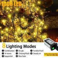 328Ft Christmas String Lights, 1000 Led Twinkle Fairy Lights String With 8 Modes, Waterproof Christmas String Lights Green Wire, Xmas Tree Lights For Home, Indoor Outdoor Christmas Decor (Warm White)