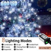 197Ft Christmas Lights Outdoor, 600 Led Twinkle Fairy Lights String With 8 Modes, Waterproof Christmas String Lights Green Wire, Xmas Tree Lights For Home, Indoor Outdoor Christmas Decor (White)