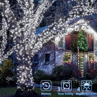 197Ft Christmas Lights Outdoor, 600 Led Twinkle Fairy Lights String With 8 Modes, Waterproof Christmas String Lights Green Wire, Xmas Tree Lights For Home, Indoor Outdoor Christmas Decor (White)