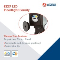 The Lithonia Lighting ESXF LED allinone floodlight gives you the superior illumination you want ESXF delivers 2500 lumens easy access to color switching and a selectable photocell so you always have the luminaire you need on the spot