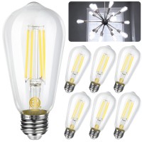 Vicsoon Edison Bulbs 60 Watt Equivalent, E26 Vintage Led Light Bulbs 6W, 5000K Daylight White, St58 Led Filament Bulb Medium Base, 800 Lumens, Cri 85+, Non-Dimmable, 6 Pack