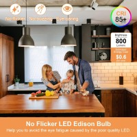 Vicsoon E26 Edison Bulbs 60 Watt Equivalent, 6W Vintage Led Light Bulbs, 2700K Warm White, St58 Led Filament Bulb Medium Base, 800 Lumens, Cri 85+, Non-Dimmable, Pack Of 6