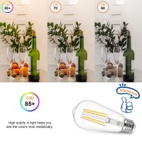 Vicsoon E26 Edison Bulbs 60 Watt Equivalent, 6W Vintage Led Light Bulbs, 2700K Warm White, St58 Led Filament Bulb Medium Base, 800 Lumens, Cri 85+, Non-Dimmable, Pack Of 6