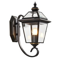 Copper Outdoor Light Fixture 13.7In High Exterior Wall Lights Oil-Rubbed Bronze Finish Porch Light Wall Mount With Beveled Glass 1 Pack