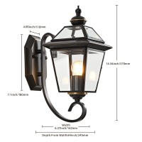 Copper Outdoor Light Fixture 13.7In High Exterior Wall Lights Oil-Rubbed Bronze Finish Porch Light Wall Mount With Beveled Glass 1 Pack