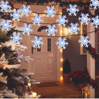 Solar Christmas Lights Outdoor, Cool White 55Ft 100 Led 8 Modes Snowflake Christmas Lights Waterproof Solar Christmas Decorative Lights Outdoor Christmas Tree Lights For Xmas Tree Garland Garden Yard