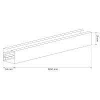 Edo Seva System | Aluminium Carrier Rail For Single-Phase Surface-Mounted Rail System Seva Track 1.9 M, 220-240 V, Ip20 Black Edo777410