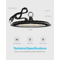 Sunco Ufo Led High Bay Light Plug Play Lighting For Warehouse 5000K Daylight 150W Power Cord Included 19500 Lm 120Vac I