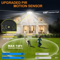 Vensstnor Solar Motion Sensor Flood Lights Outdoor 4000Lm 4 Lighting Modes 72Ft Sensing Distance Split 3000Mah Solar Panel