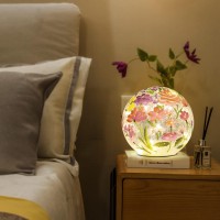 Berscah Glass Ball Light Crackle Led Night Light Flower Grass Pattern Globe Glass Table Lamp, Orb Cardinal Night Light For Outdoor Decorations Pathway Patio Yard Lawn Bedroom - 1 Pack