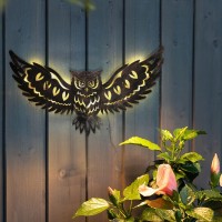 Diinor Solar Metal Wall Art Decor Lights Owl Hanging Solar Lights Outdoor Solar Garden Decor Lights Porch Patio Yard Decorative