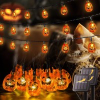 Oopswow 2 Pack Solar Powered Halloween Pumpkin String Lights 20Ft 30 Leds 8 Lighting Models Waterproof Indooroutdoor Use